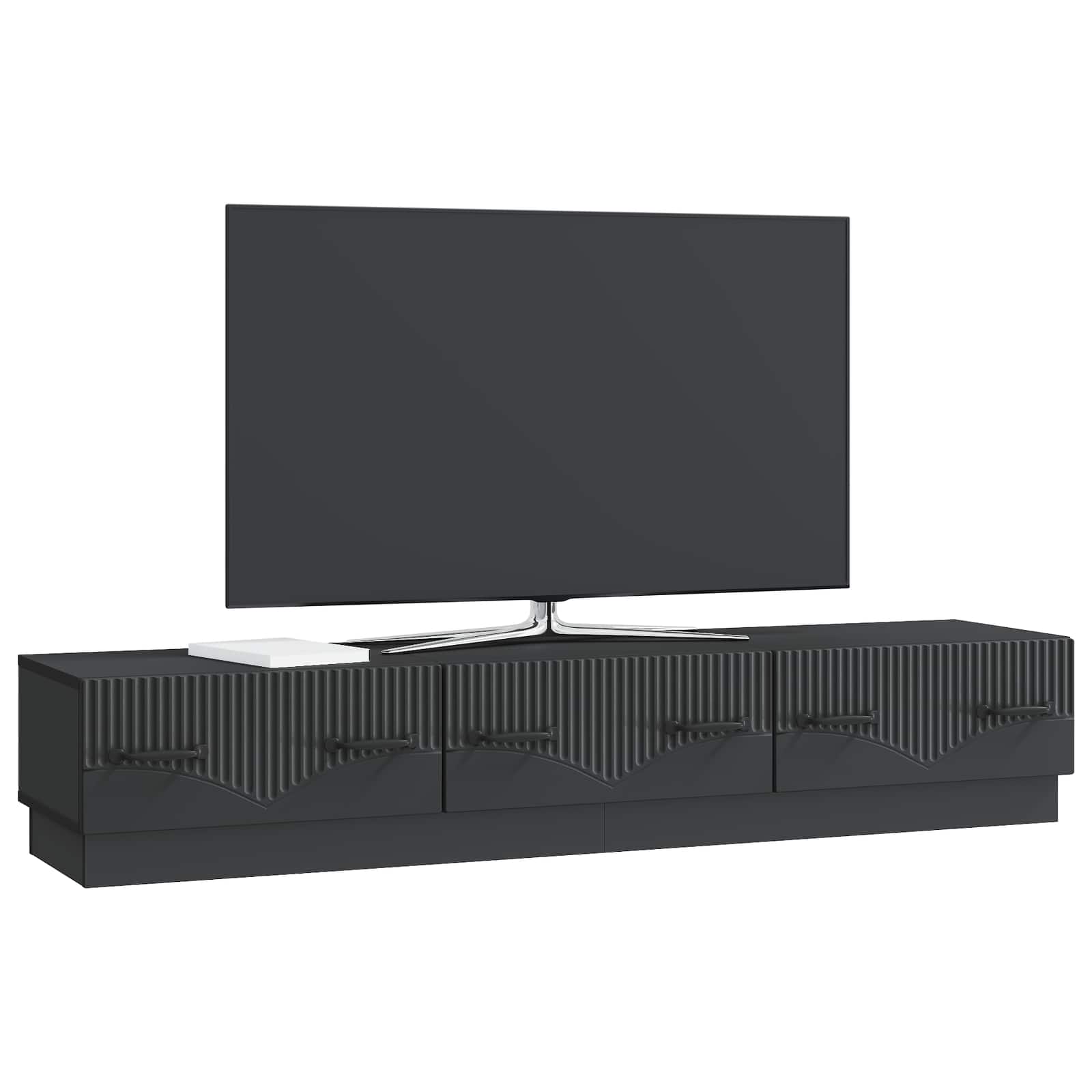 vidaXL Szafka pod telewizor z szufladą Czarny 147 x 34,5 x 27 cm