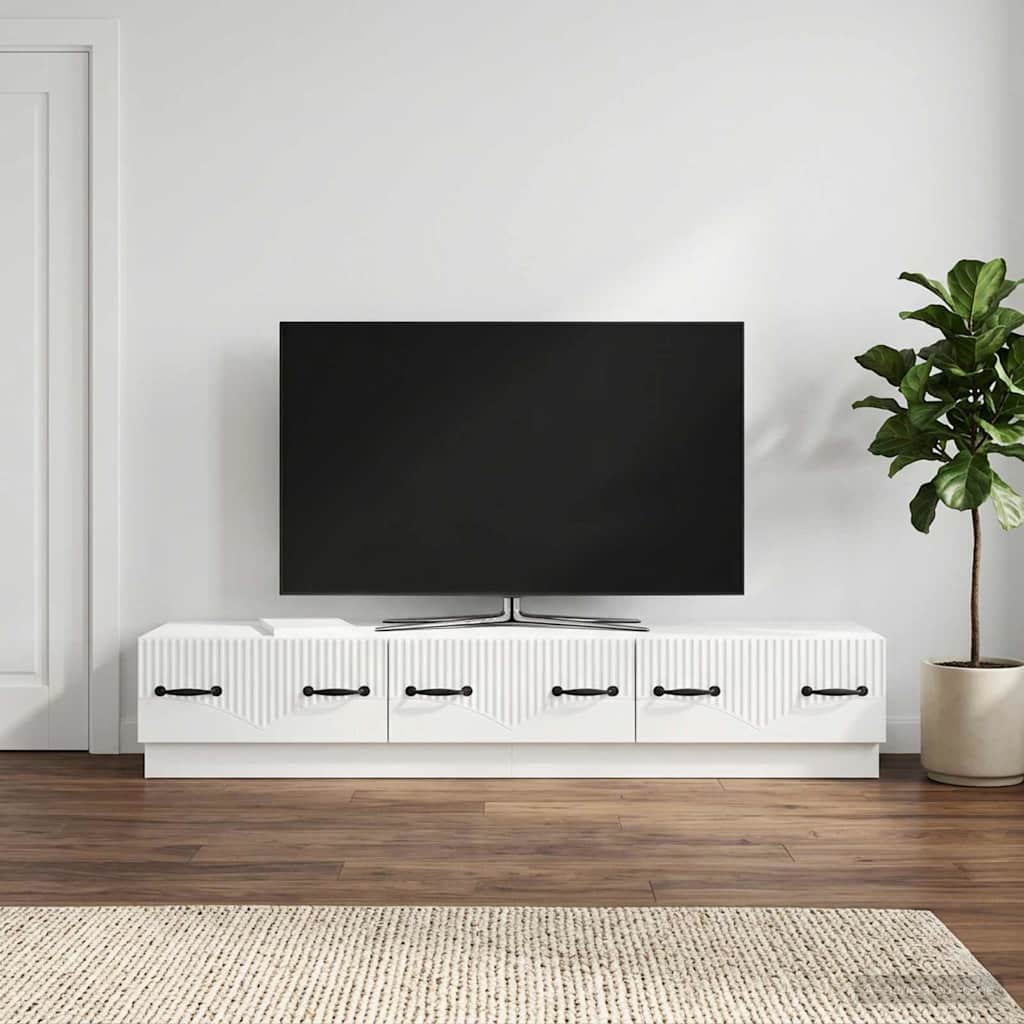vidaXL Szafka pod telewizor Biały wysoki połysk 147 x 34,5 x 27 cm