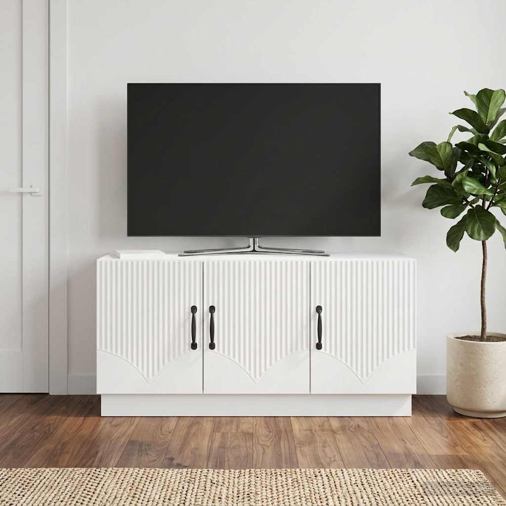 vidaXL Szafka pod telewizor Biały wysoki połysk 99 x 34,5 x 47 cm