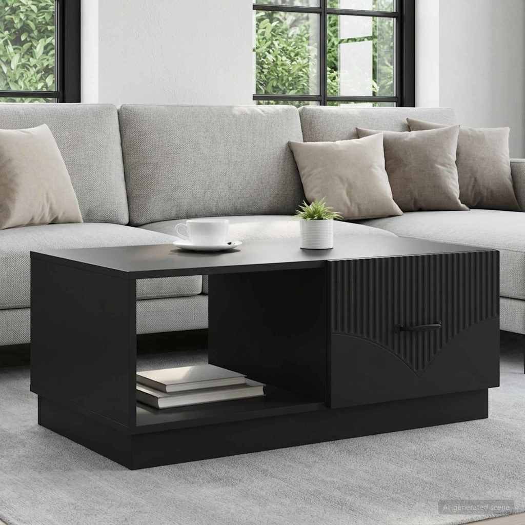 vidaXL Stolik kawowy Czarny 90 x 50 x 37 cm Drewno inżynieryjne