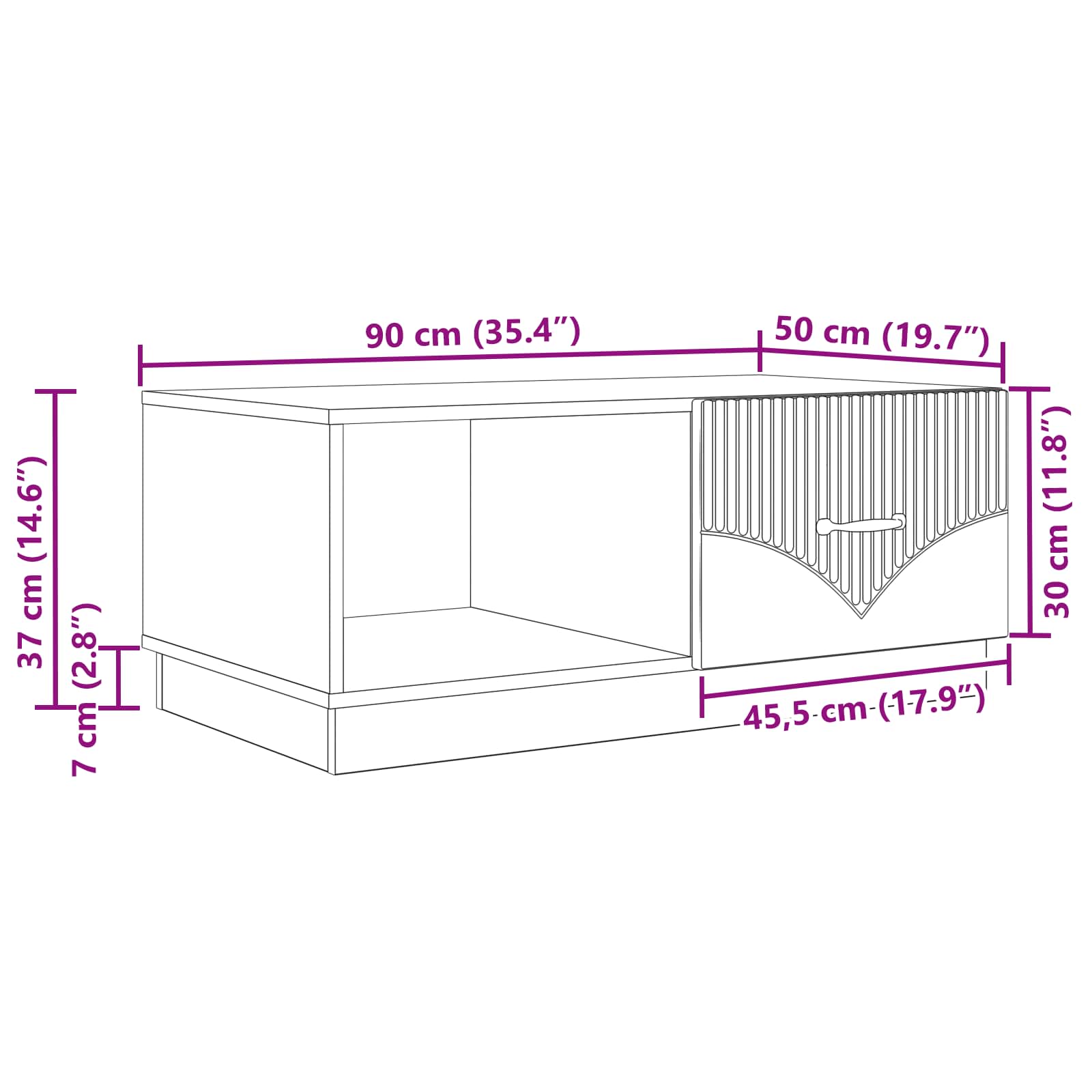vidaXL Stolik kawowy dąb Sonoma 90 x 50 x 37 cm Drewno inżynieryjne