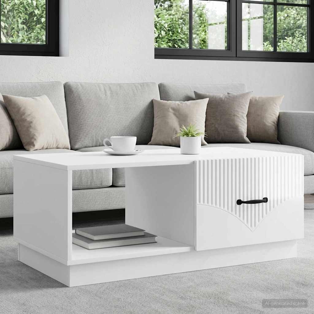 vidaXL Stolik kawowy Biały wysoki połysk 90 x 50 x 37 cm