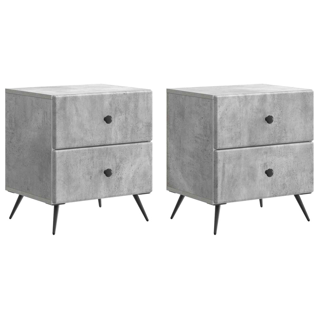 vidaXL Szafka Nocna 2 pcs Betonowy szary 43 x 34,5 x 47,5 cm