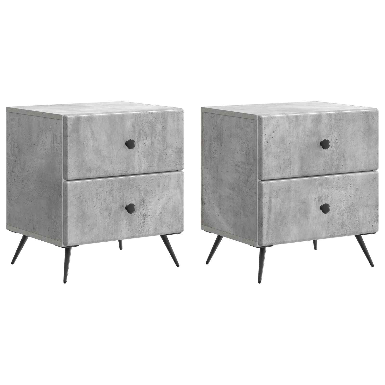 vidaXL Szafka Nocna 2 pcs Betonowy szary 43 x 34,5 x 47,5 cm