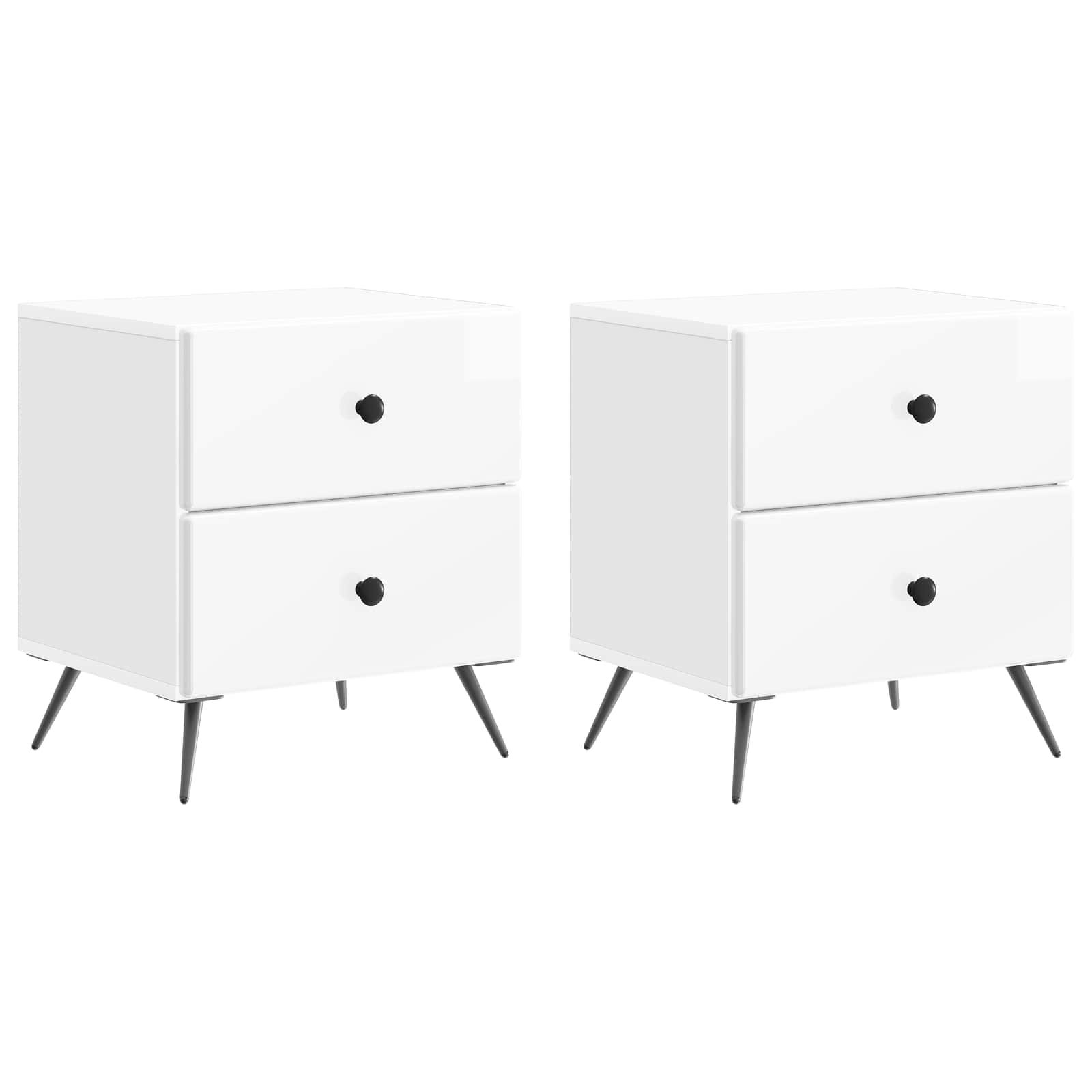 vidaXL Szafka Nocna 2 pcs Biały wysoki połysk 43 x 34,5 x 47,5 cm