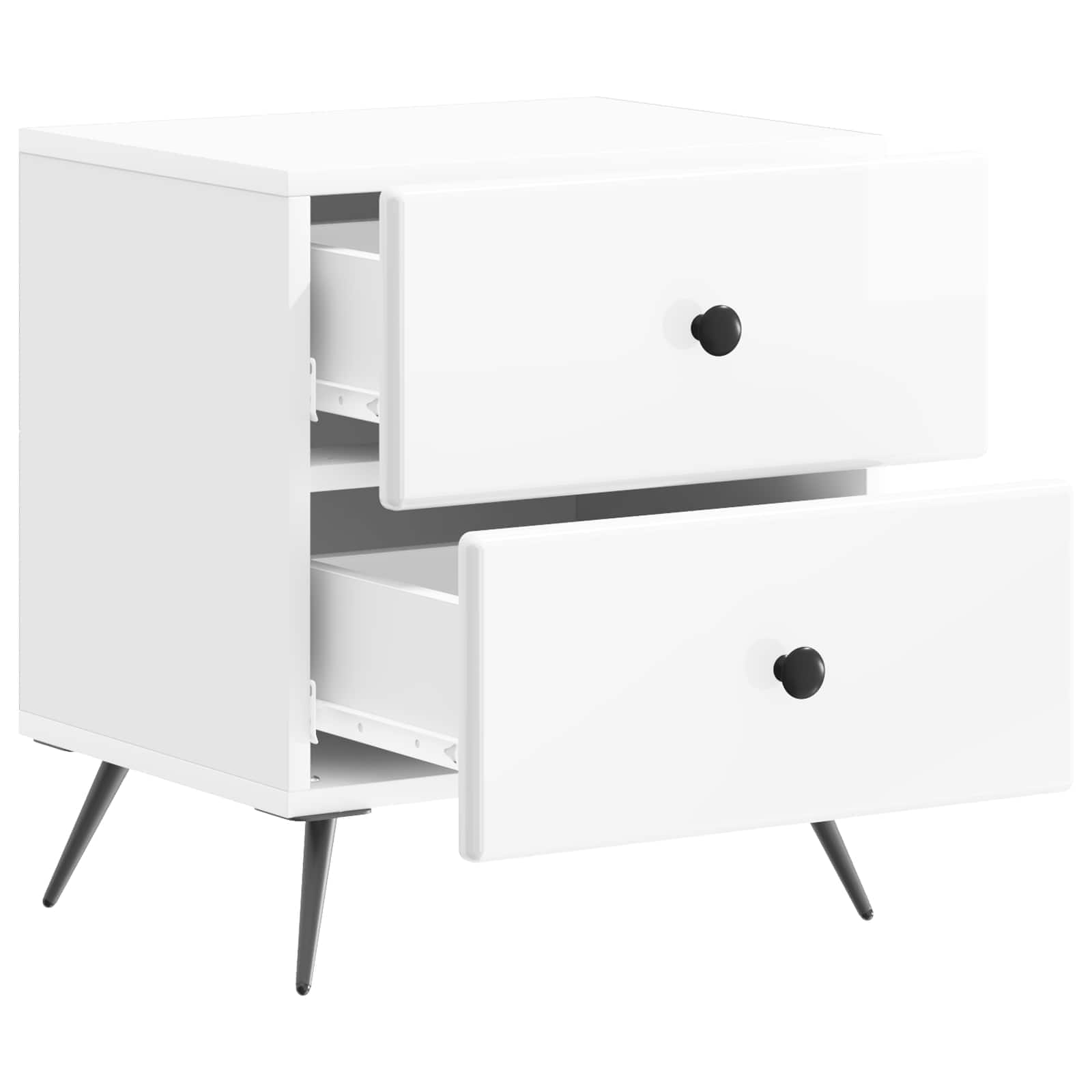 vidaXL Szafka Nocna 2 pcs Biały wysoki połysk 43 x 34,5 x 47,5 cm