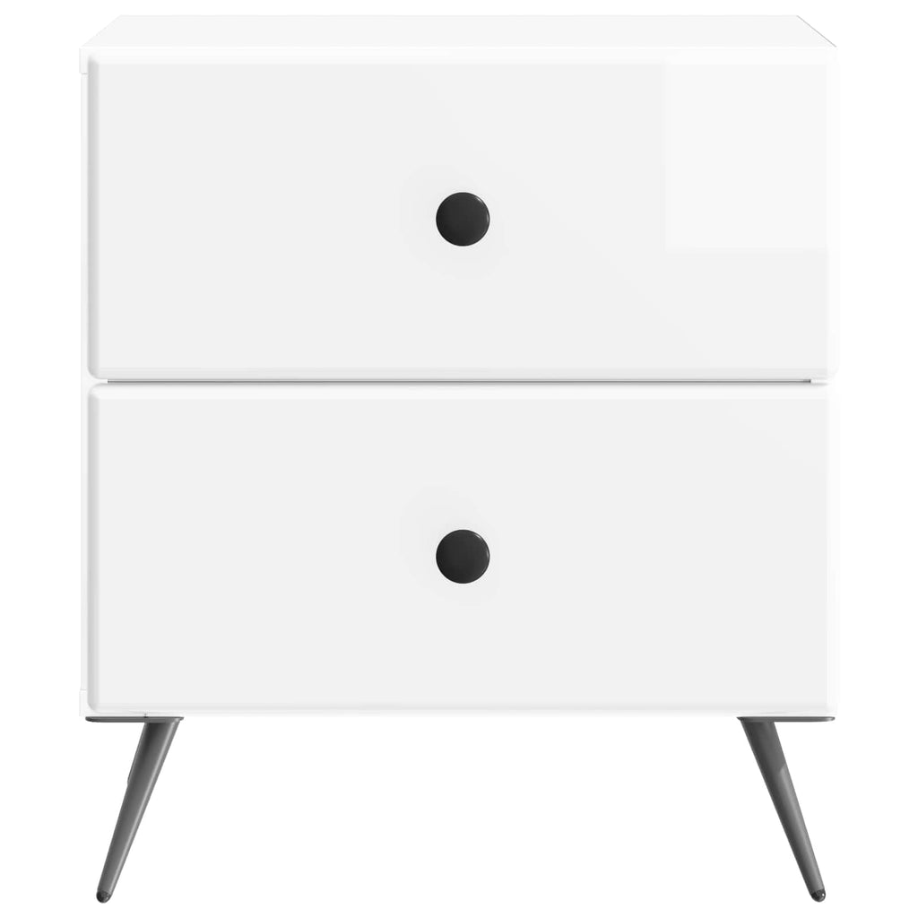 vidaXL Szafka Nocna 2 pcs Biały wysoki połysk 43 x 34,5 x 47,5 cm