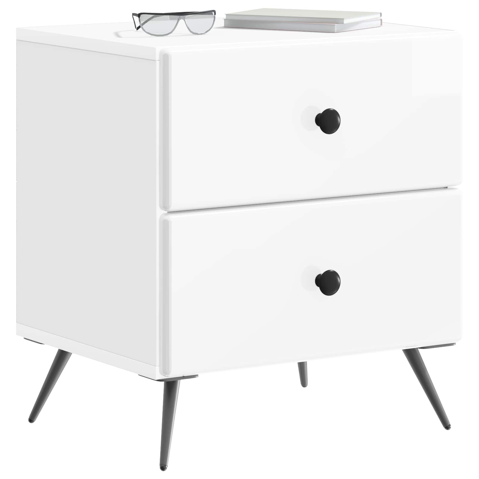vidaXL Szafka Nocna 2 pcs Biały wysoki połysk 43 x 34,5 x 47,5 cm