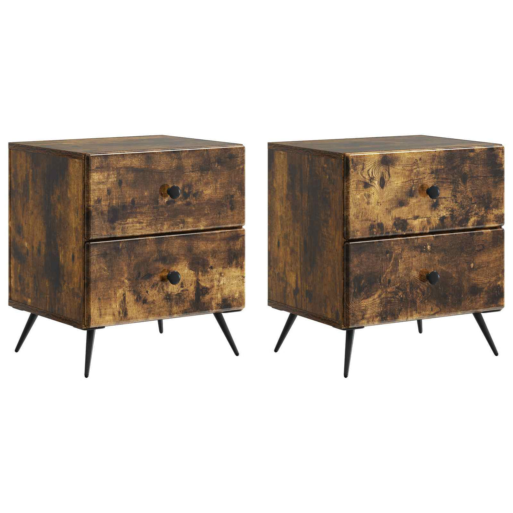 vidaXL Szafka Nocna z szufladą 2 pcs Dąb wędzony 43 x 34,5 x 47,5 cm