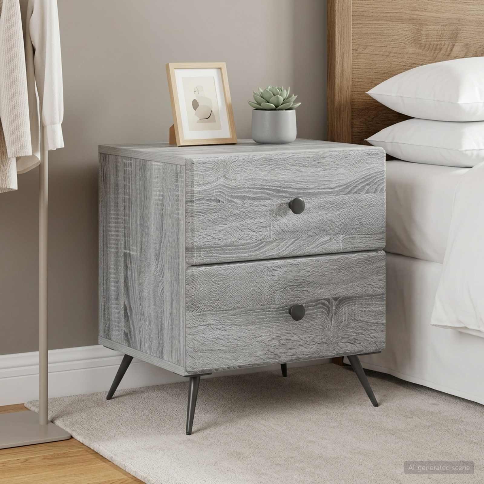 vidaXL Szafka Nocna 2 szt. Szary Sonoma 43 x 34,5 x 47,5 cm