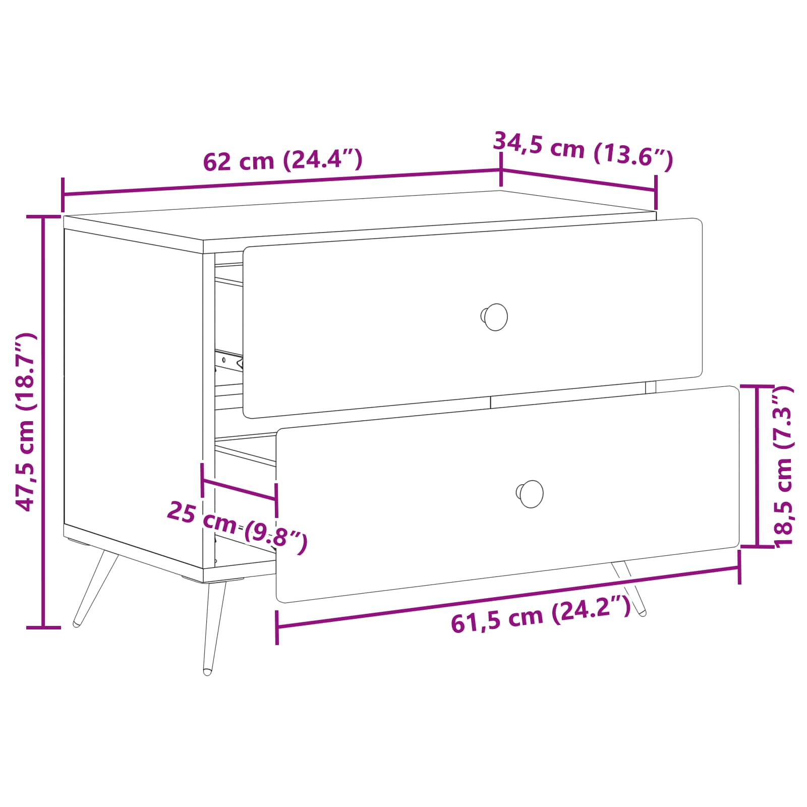 vidaXL Szafka Nocna z szufladą Stare drewno 62 x 34,5 x 47,5 cm