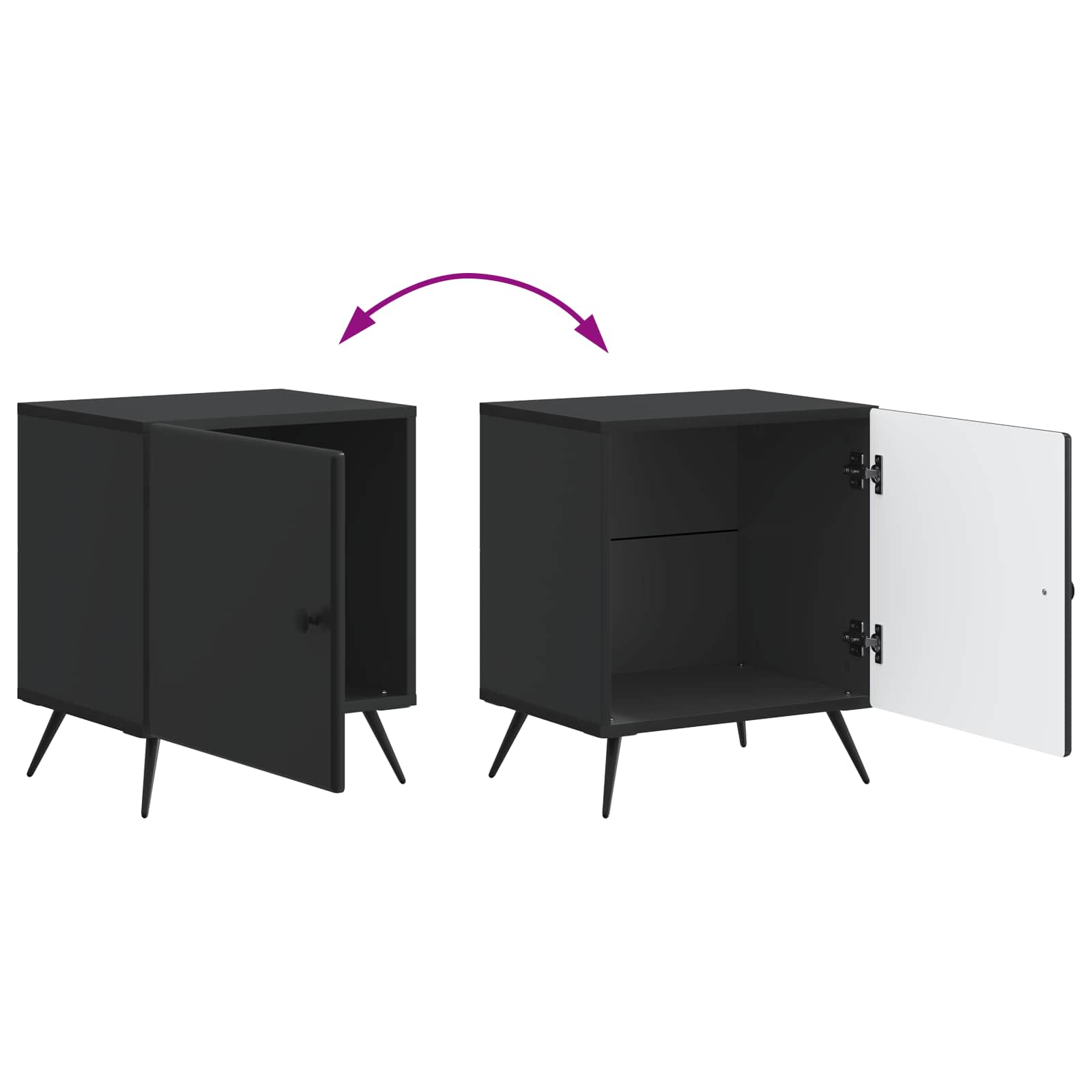 vidaXL Szafka Nocna 2 pcs Czarny 43 x 34,5 x 50 cm Drewno inżynieryjne