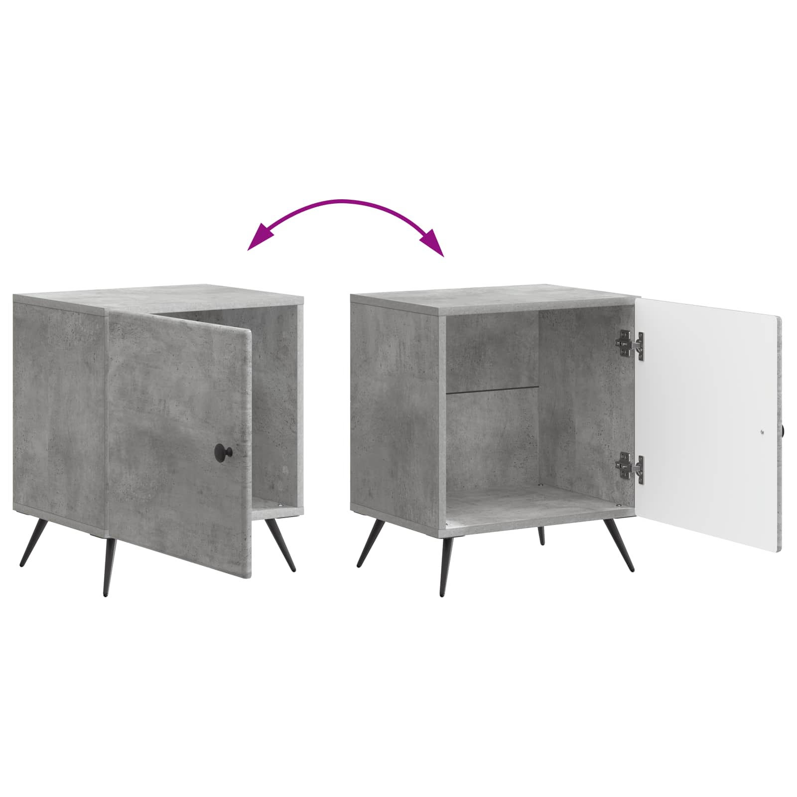 vidaXL Szafka Nocna 2 pcs Betonowy szary 43 x 34,5 x 50 cm