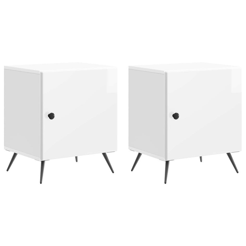 vidaXL Szafka Nocna 2 pcs Biały wysoki połysk 43 x 34,5 x 50 cm