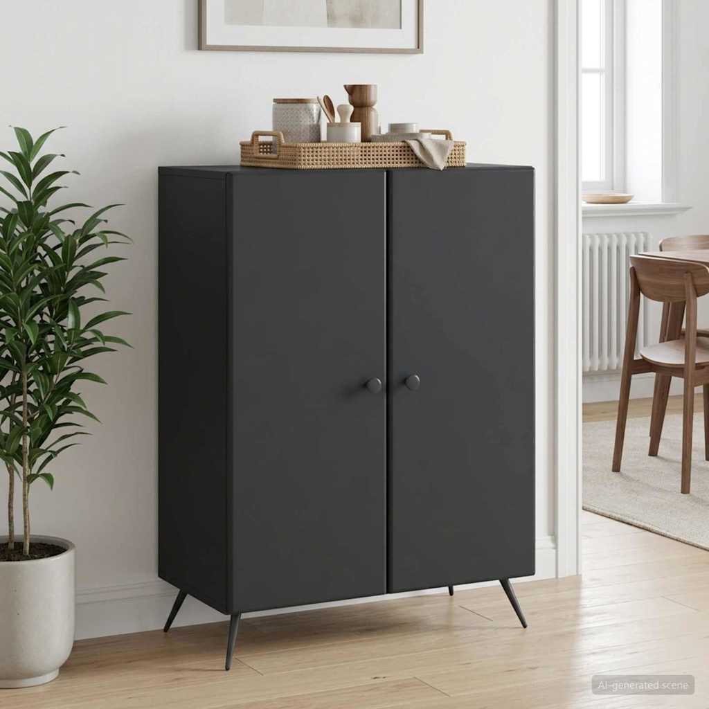 vidaXL Bufet Czarny 66 x 34,5 x 90 cm Drewno inżynieryjne