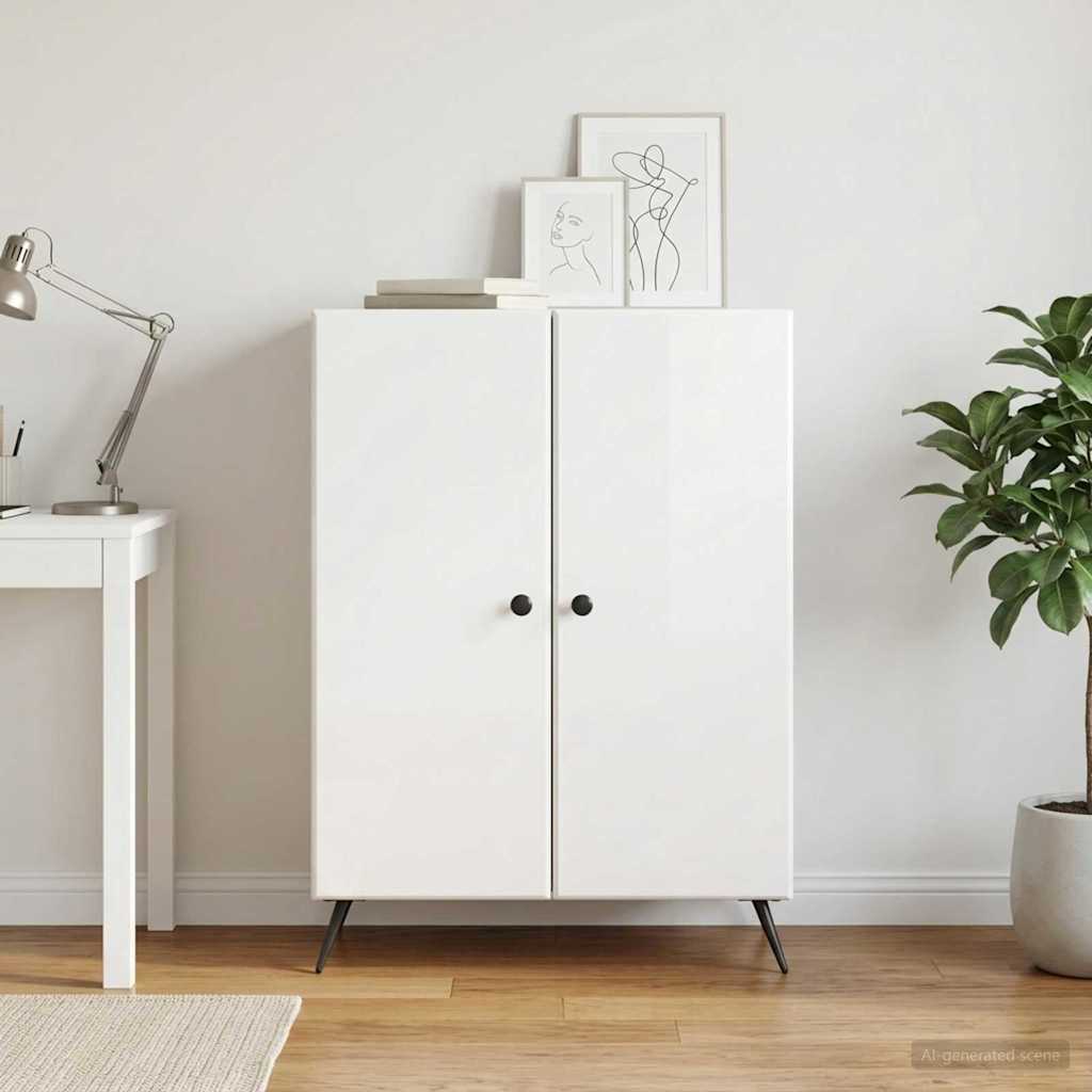 vidaXL Bufet Biały wysoki połysk 66 x 34,5 x 90 cm Drewno inżynieryjne