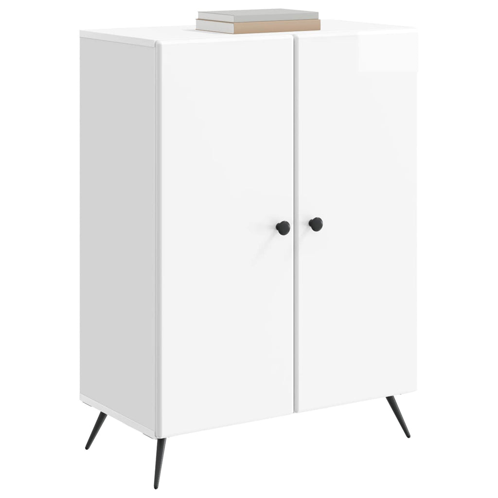 vidaXL Bufet Biały wysoki połysk 66 x 34,5 x 90 cm Drewno inżynieryjne