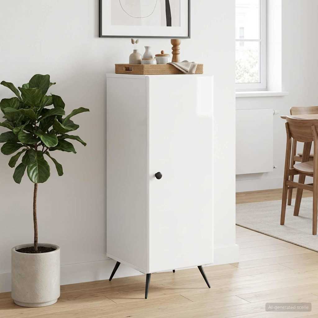 vidaXL Bufet Biały wysoki połysk 33 x 34,5 x 90 cm Drewno inżynieryjne