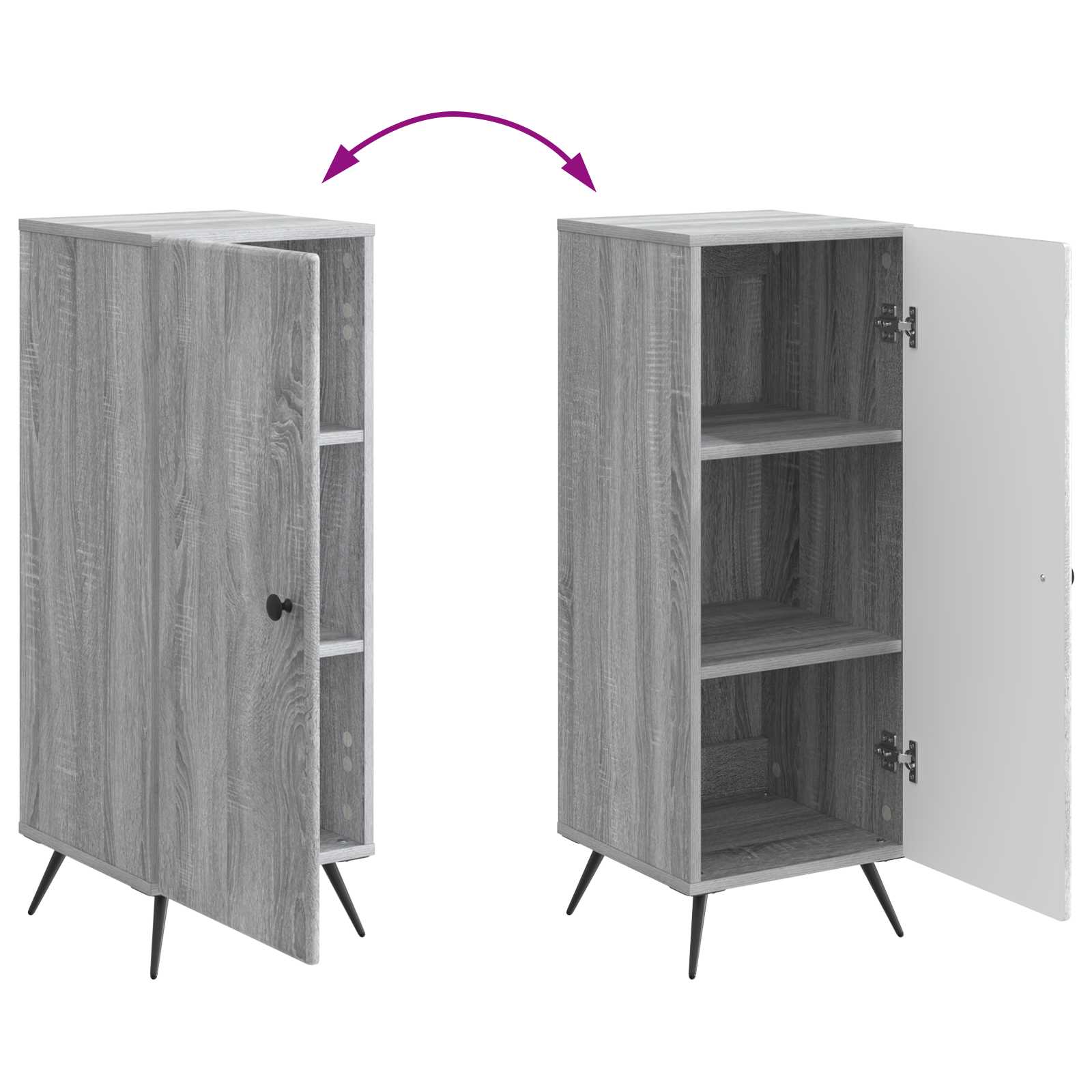 vidaXL Bufet Szary Sonoma 33 x 34,5 x 90 cm Drewno inżynieryjne