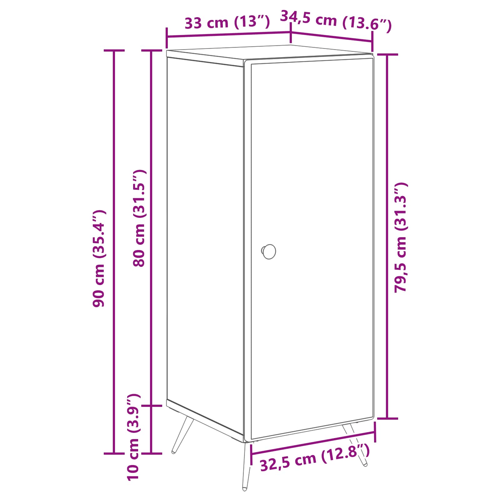 vidaXL Bufet Dąb artisan 33 x 34,5 x 90 cm Drewno inżynieryjne