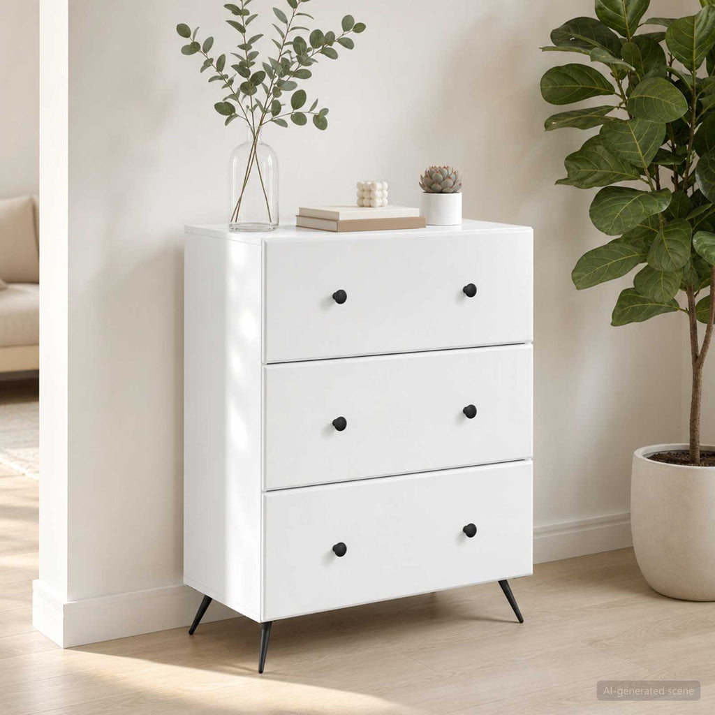 vidaXL Szafka z Szufladami Biały 66 x 34,5 x 90 cm Drewno inżynieryjne