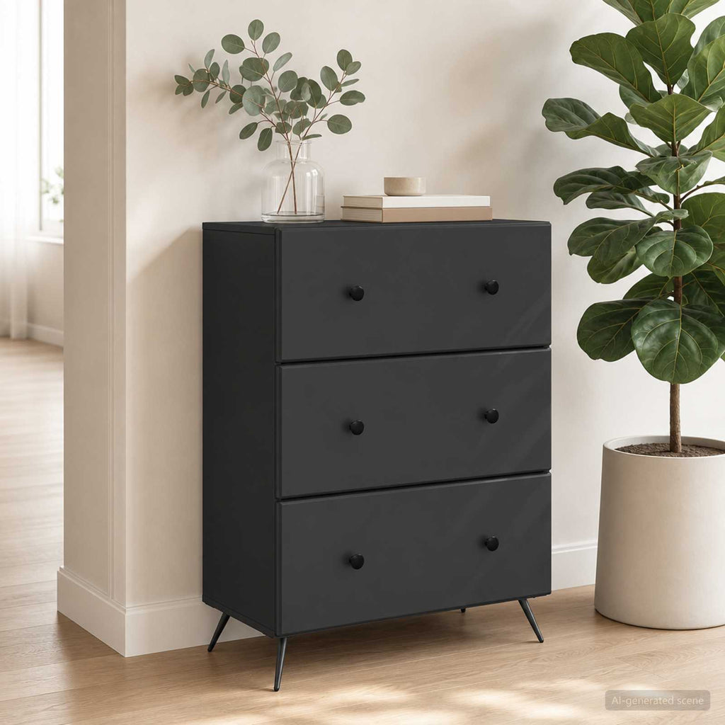 vidaXL Szafka z Szufladami Czarny 66 x 34,5 x 90 cm