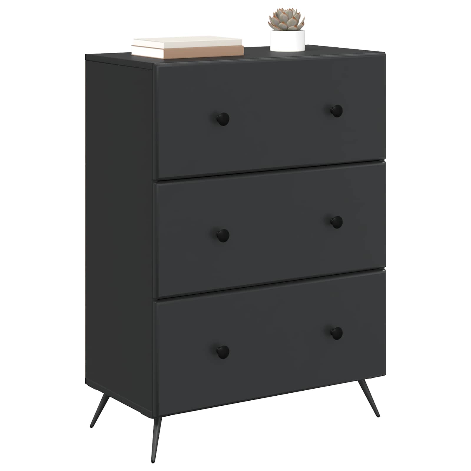 vidaXL Szafka z Szufladami Czarny 66 x 34,5 x 90 cm