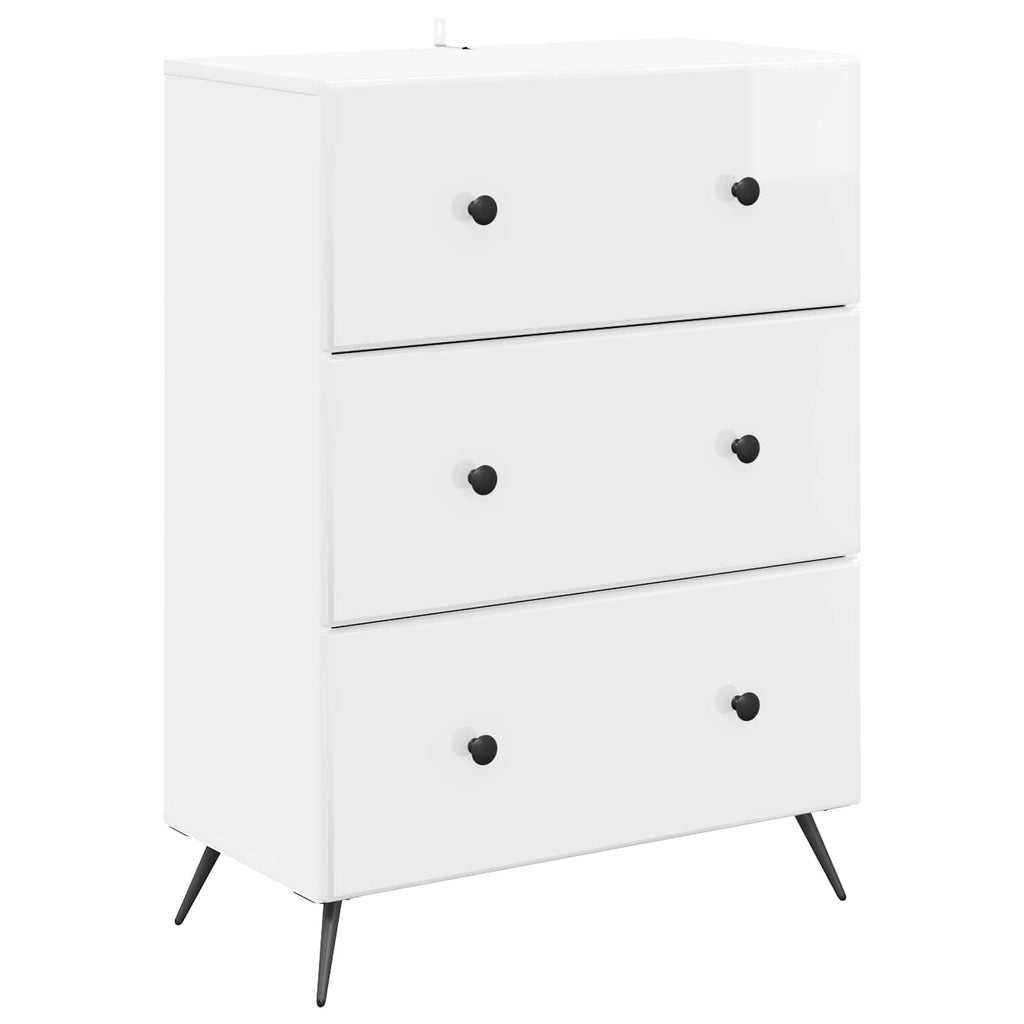 vidaXL Szafka z Szufladami Biały wysoki połysk 66 x 34,5 x 90 cm