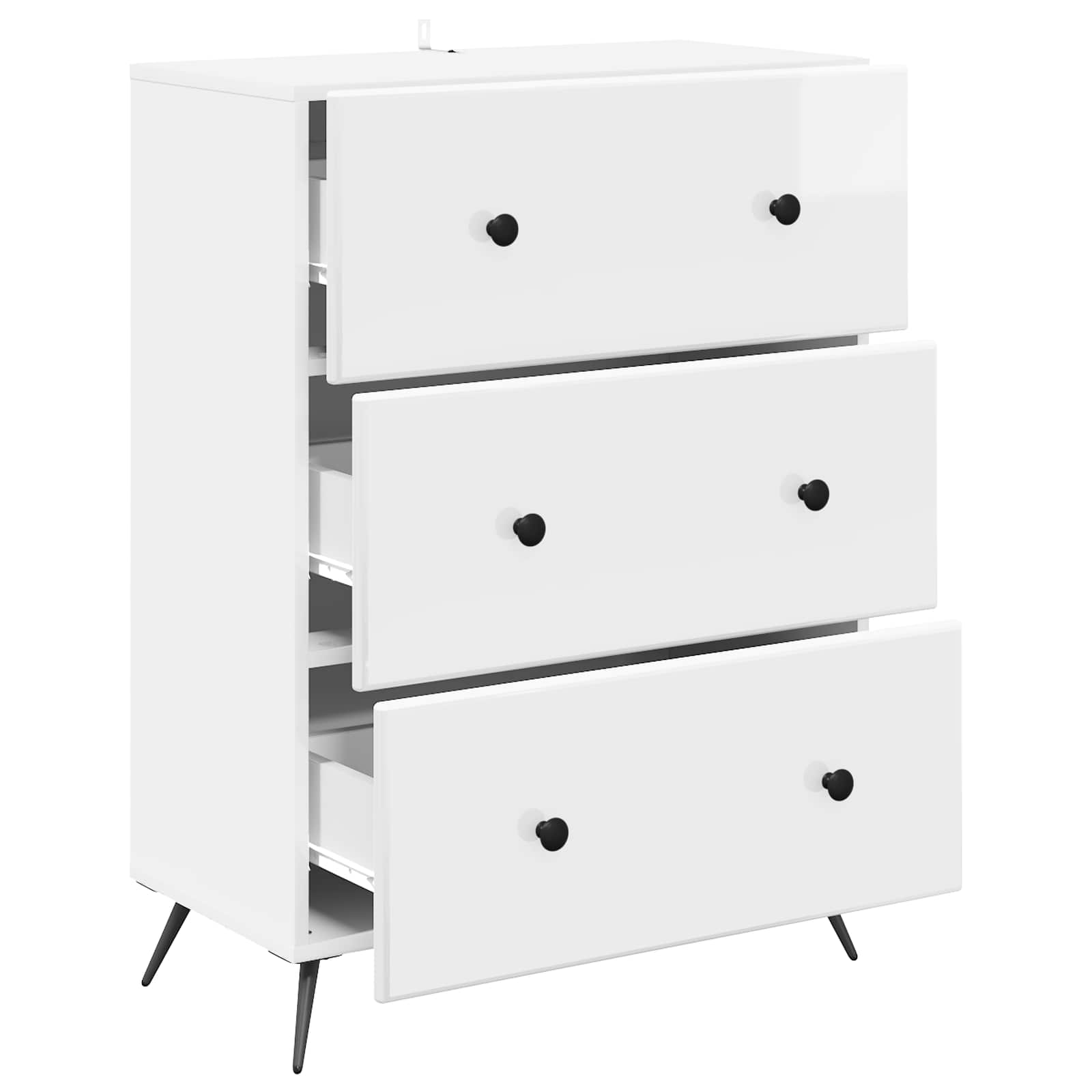 vidaXL Szafka z Szufladami Biały wysoki połysk 66 x 34,5 x 90 cm
