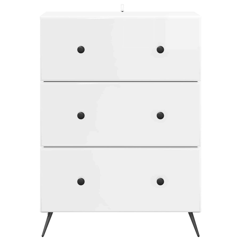 vidaXL Szafka z Szufladami Biały wysoki połysk 66 x 34,5 x 90 cm