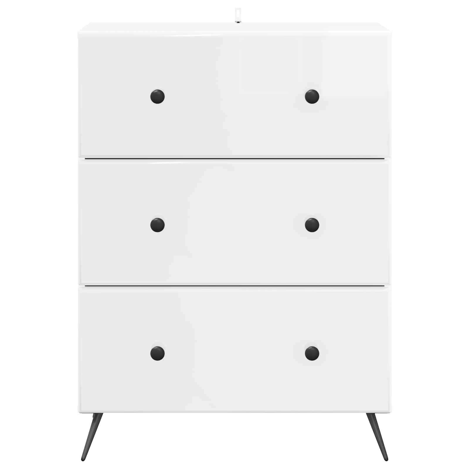 vidaXL Szafka z Szufladami Biały wysoki połysk 66 x 34,5 x 90 cm