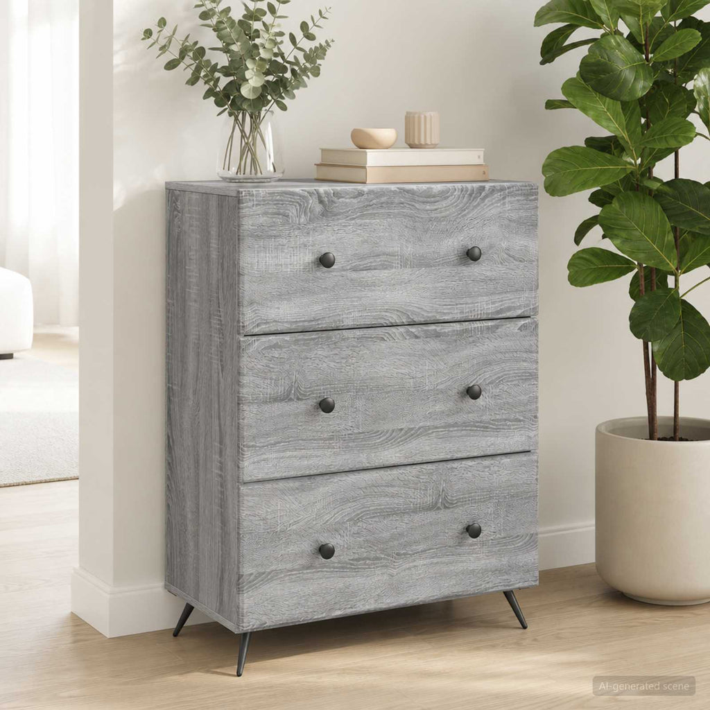 vidaXL Szafka z Szufladami Szary Sonoma 66 x 34,5 x 90 cm