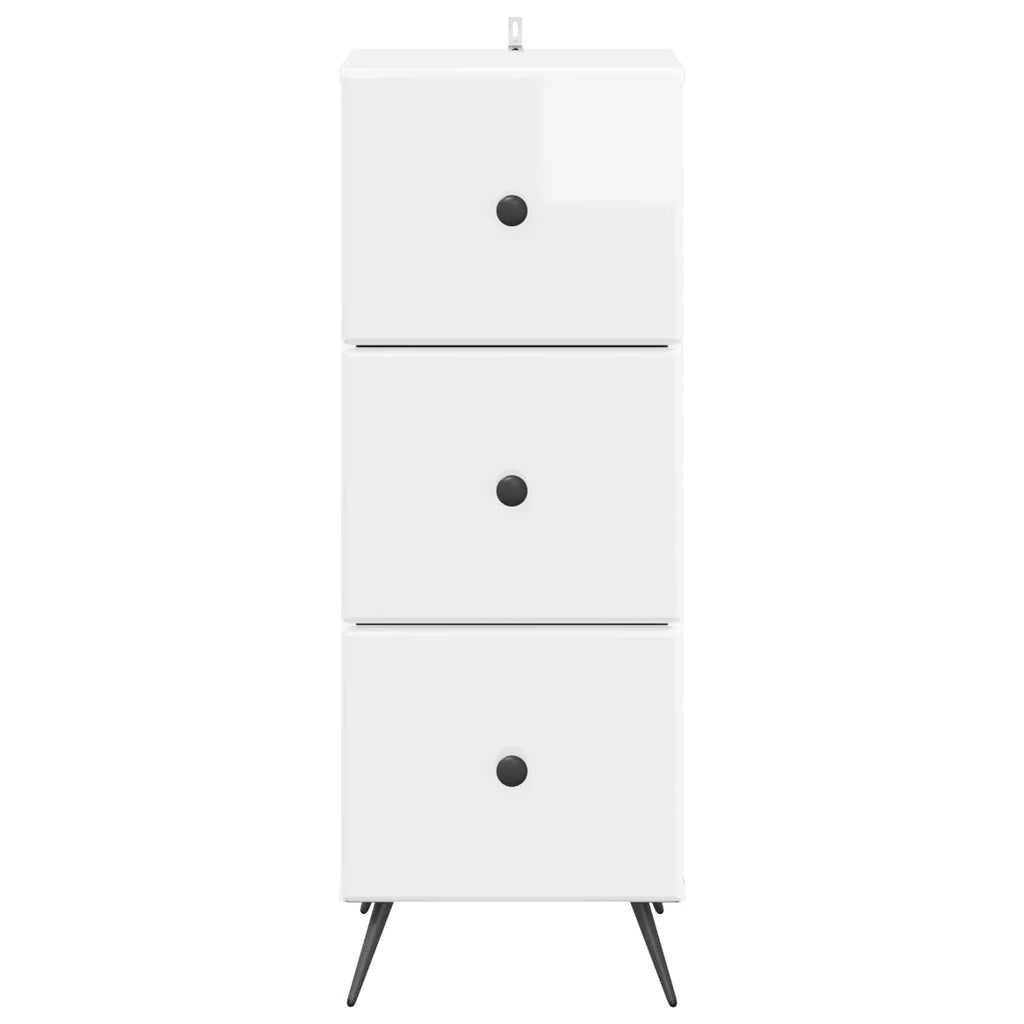 vidaXL Szafka z Szufladami Biały wysoki połysk 33 x 34,5 x 90 cm