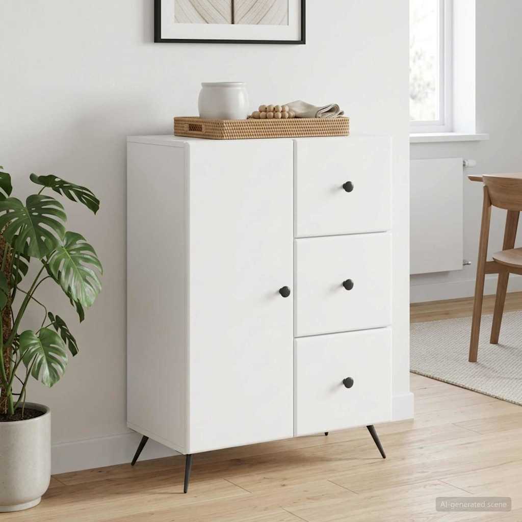 vidaXL Bufet Biały 66 x 34,5 x 90 cm Drewno inżynieryjne