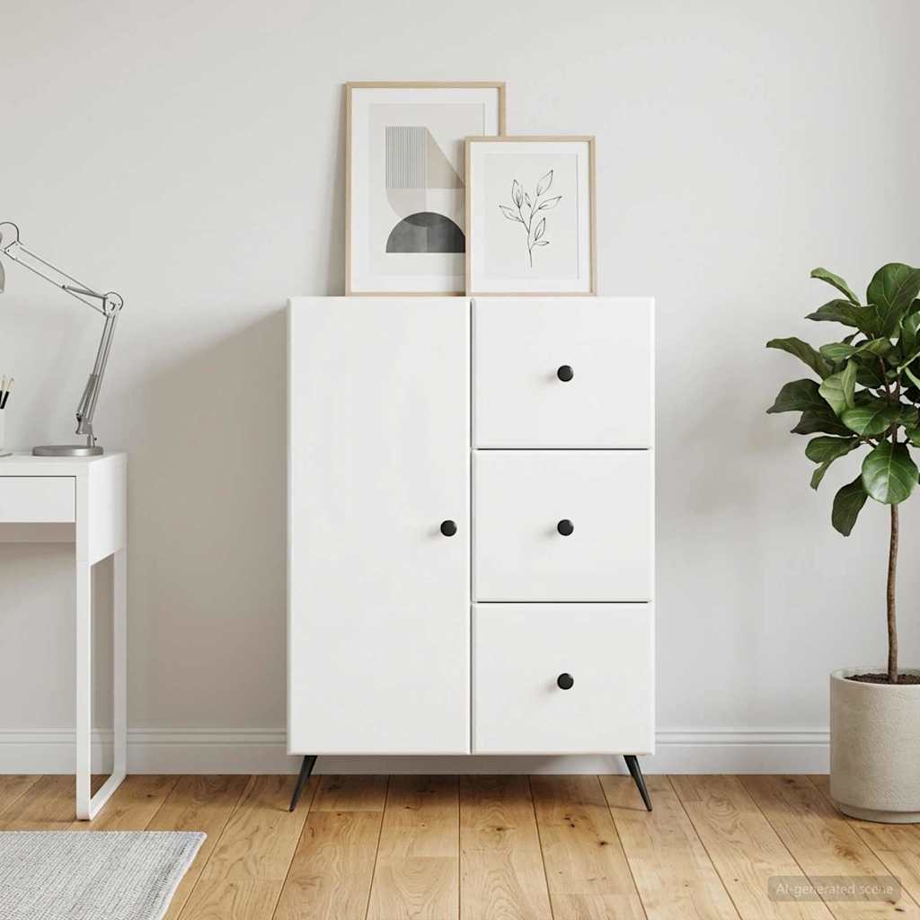 vidaXL Bufet Biały wysoki połysk 66 x 34,5 x 90 cm Drewno inżynieryjne