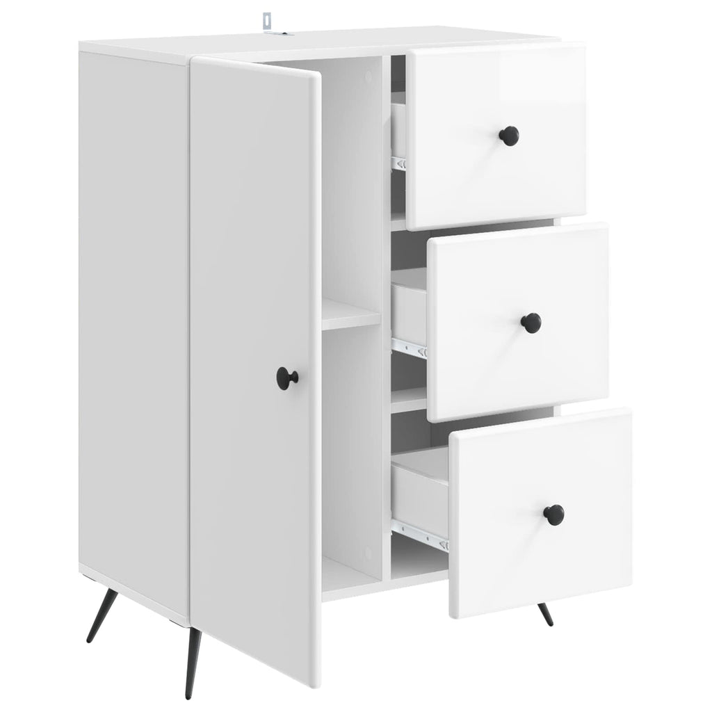 vidaXL Bufet Biały wysoki połysk 66 x 34,5 x 90 cm Drewno inżynieryjne
