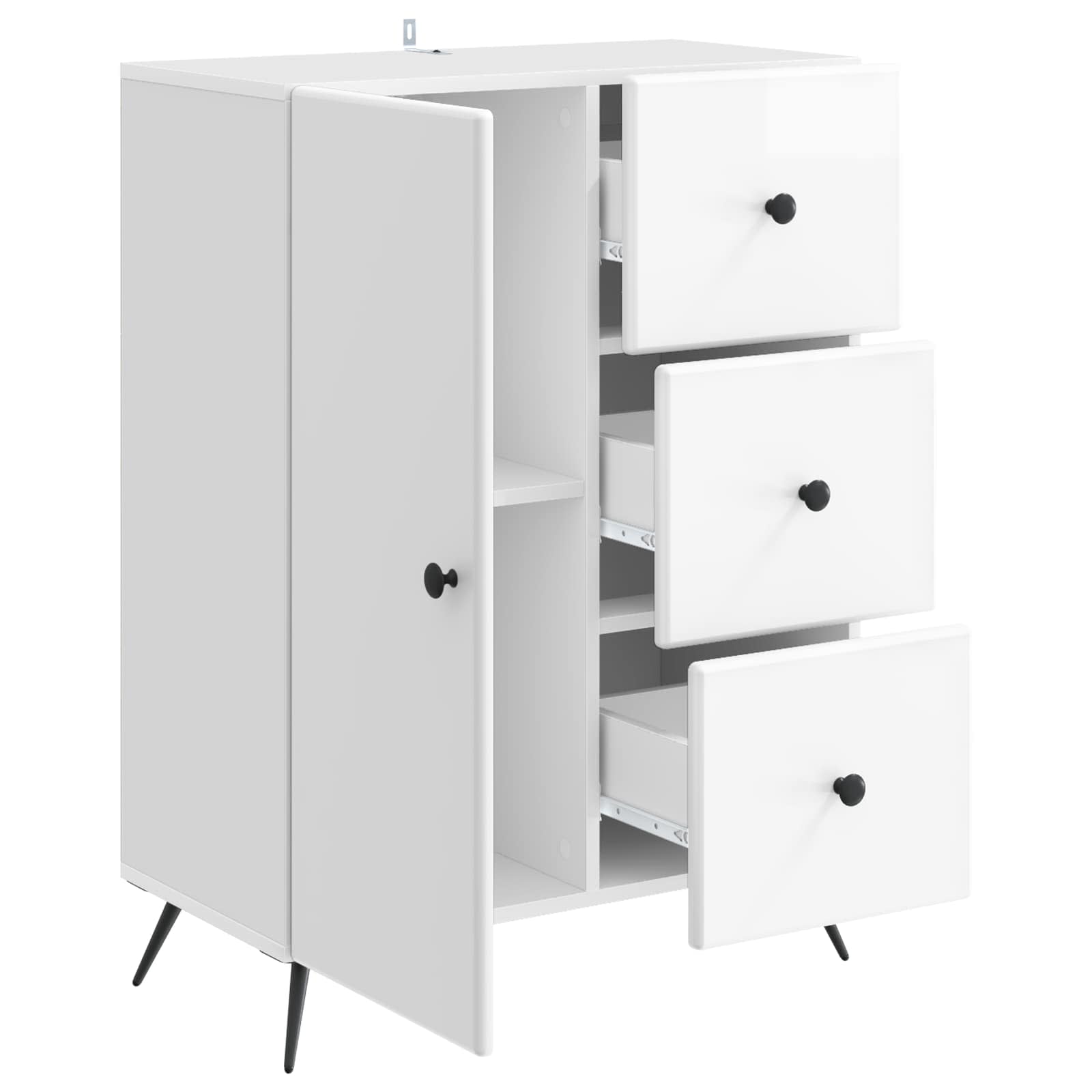 vidaXL Bufet Biały wysoki połysk 66 x 34,5 x 90 cm Drewno inżynieryjne