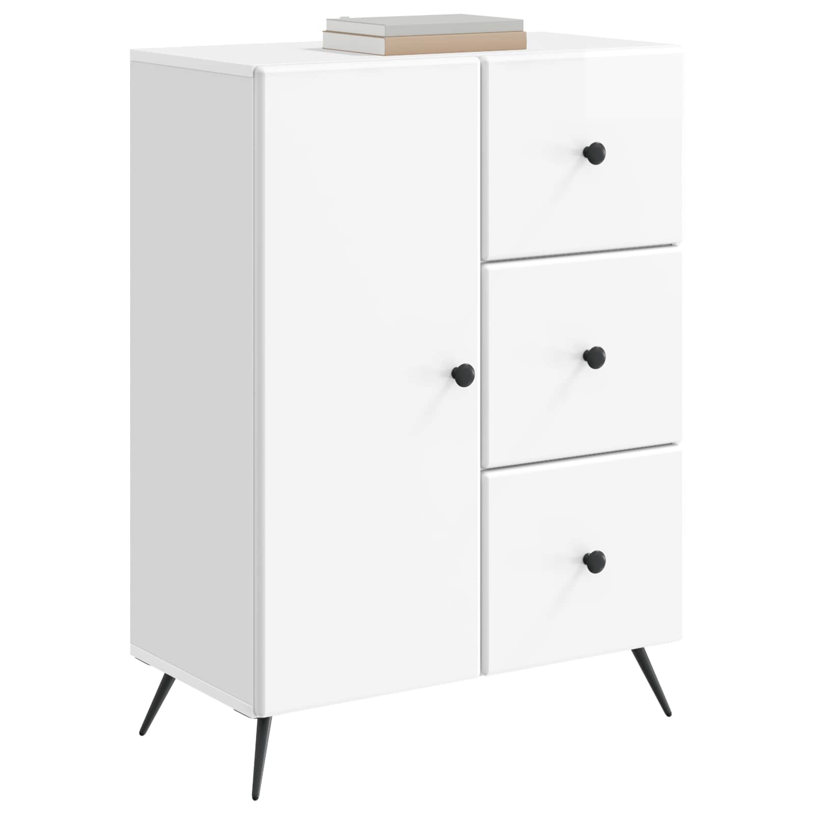 vidaXL Bufet Biały wysoki połysk 66 x 34,5 x 90 cm Drewno inżynieryjne