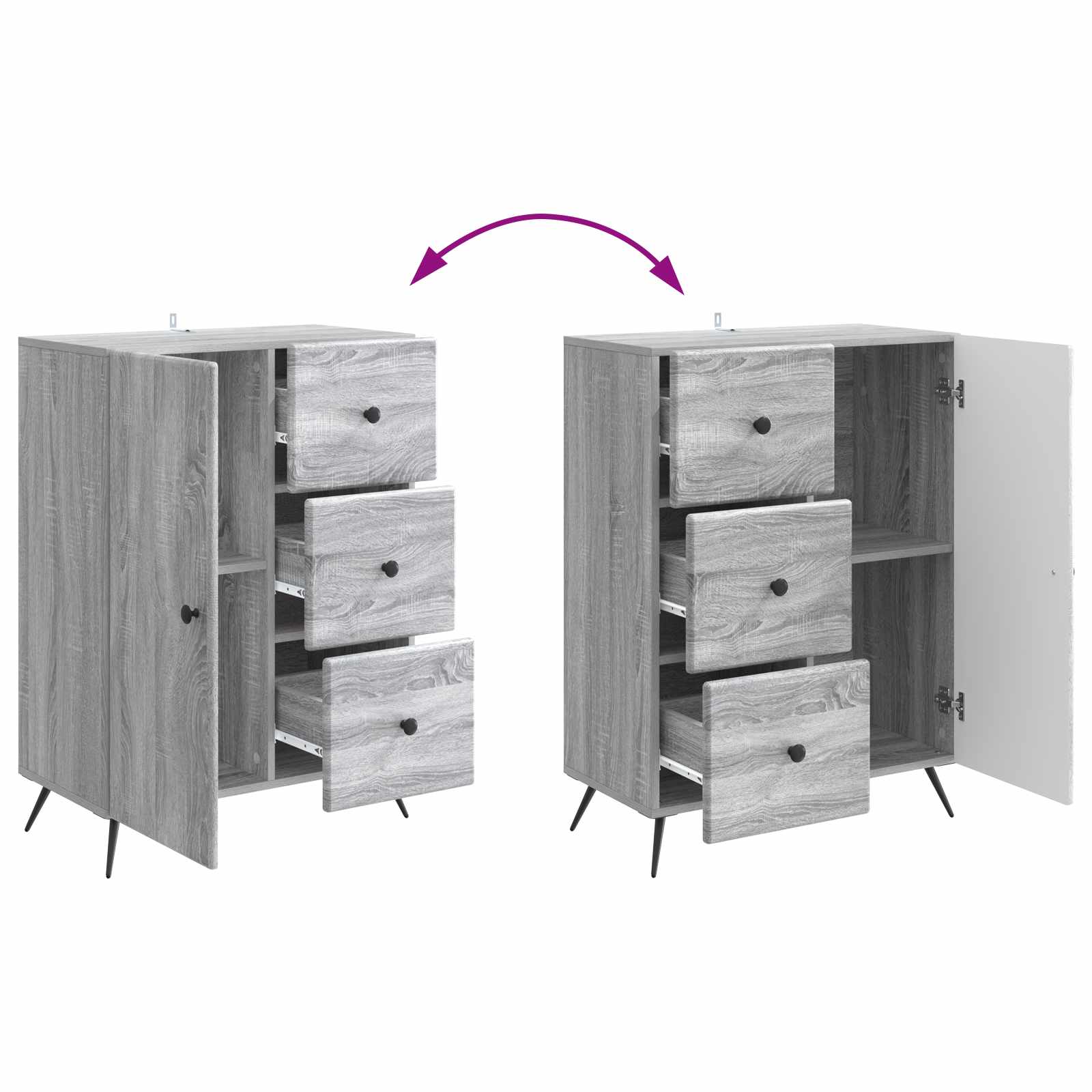 vidaXL Bufet Szary Sonoma 66 x 34,5 x 90 cm Drewno inżynieryjne