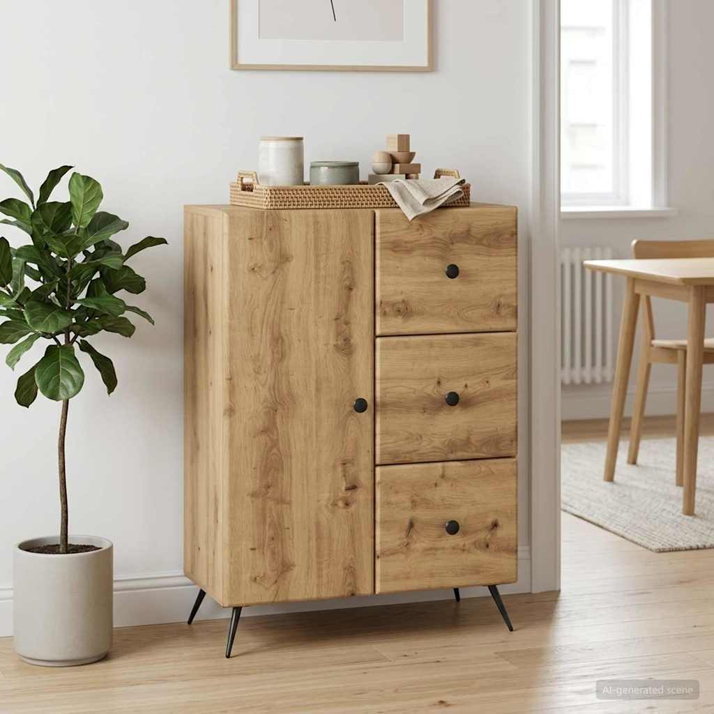 vidaXL Bufet Dąb artisan 66 x 34,5 x 90 cm Drewno inżynieryjne