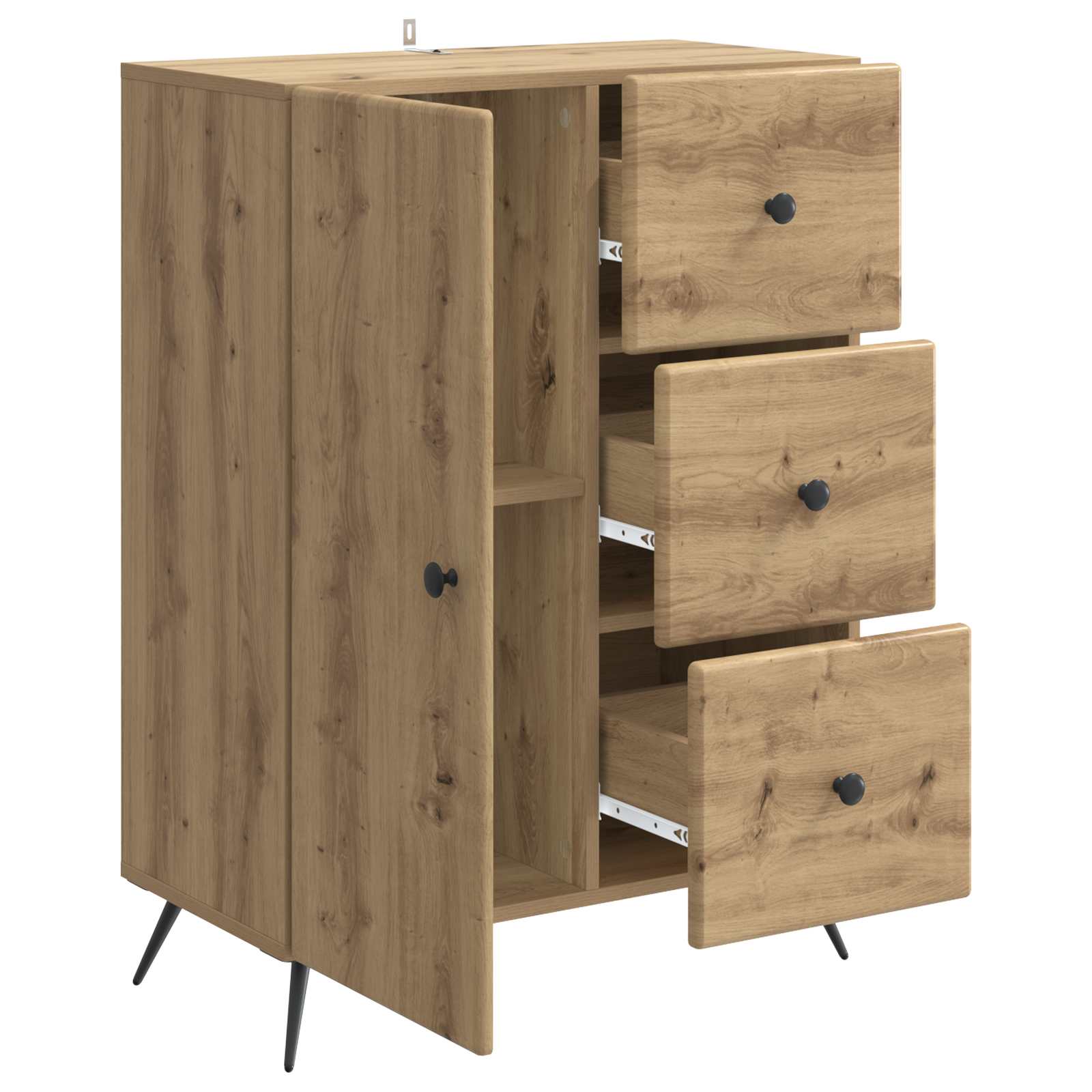 vidaXL Bufet Dąb artisan 66 x 34,5 x 90 cm Drewno inżynieryjne