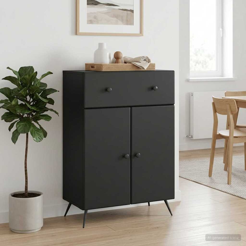 vidaXL Bufet z szufladą Czarny 66 x 34,5 x 90 cm Drewno inżynieryjne