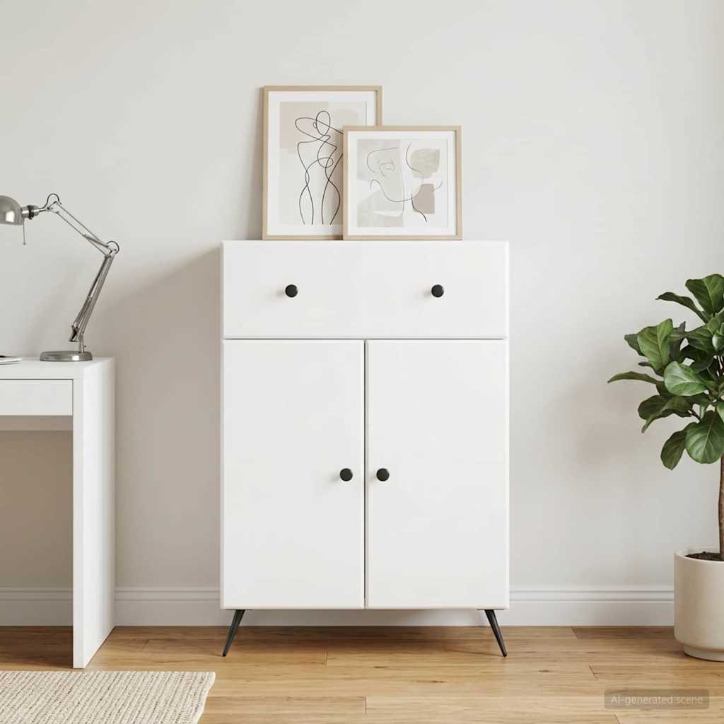 vidaXL Bufet Biały wysoki połysk 66 x 34,5 x 90 cm Drewno inżynieryjne