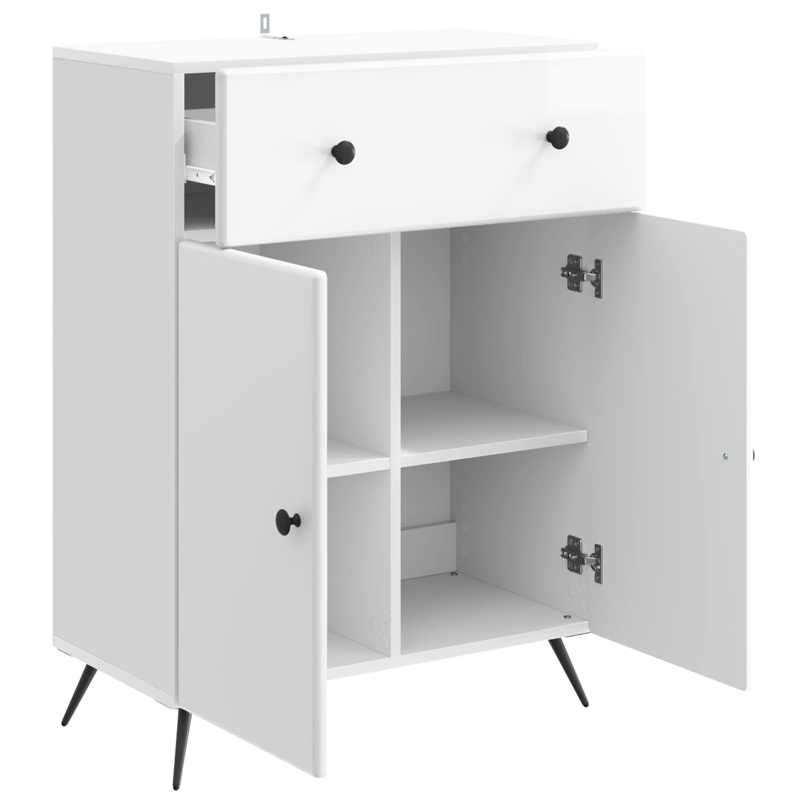 vidaXL Bufet Biały wysoki połysk 66 x 34,5 x 90 cm Drewno inżynieryjne