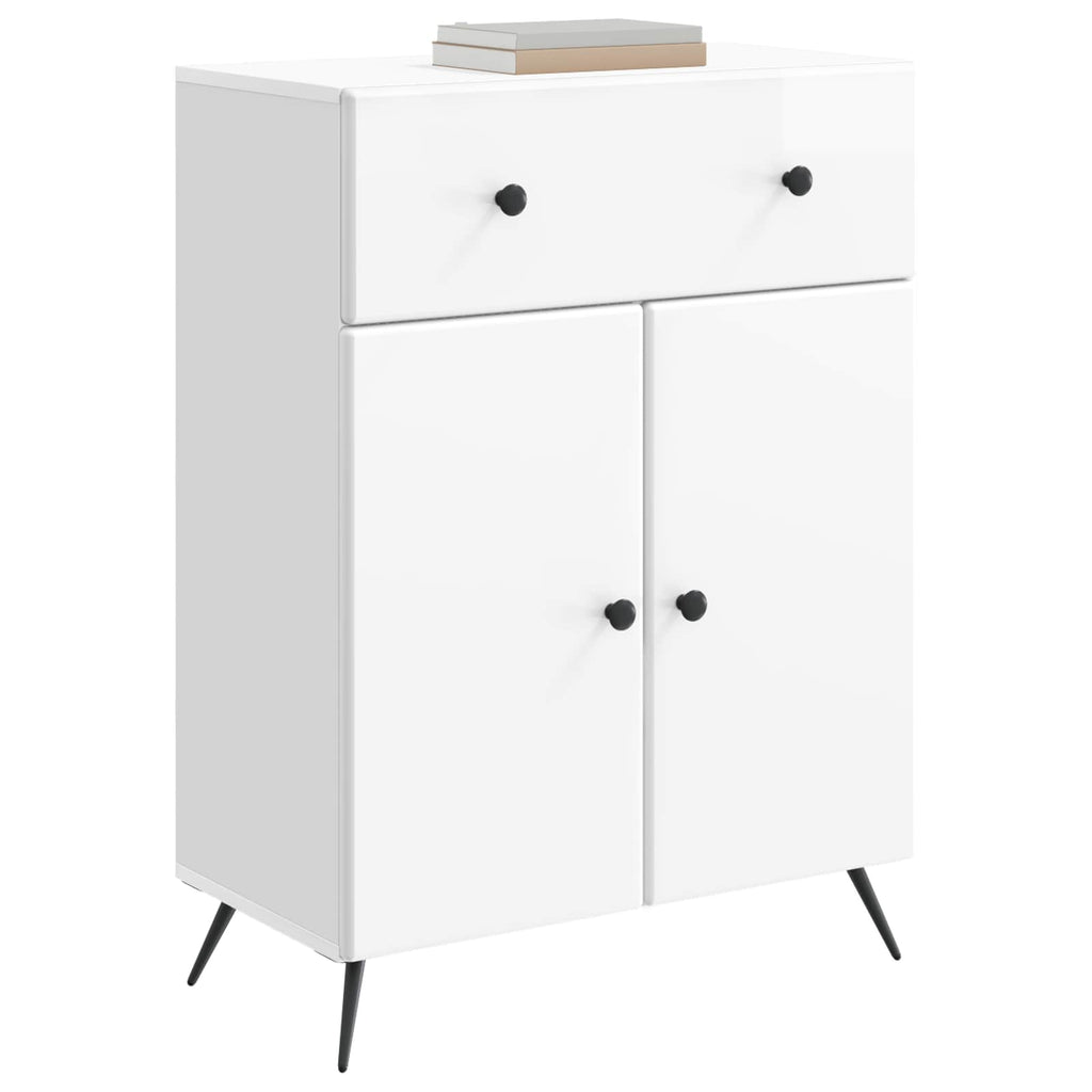 vidaXL Bufet Biały wysoki połysk 66 x 34,5 x 90 cm Drewno inżynieryjne