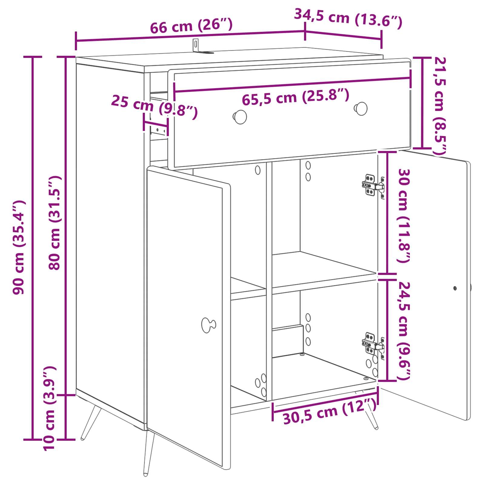 vidaXL Bufet Szary Sonoma 66 x 34,5 x 90 cm Drewno inżynieryjne