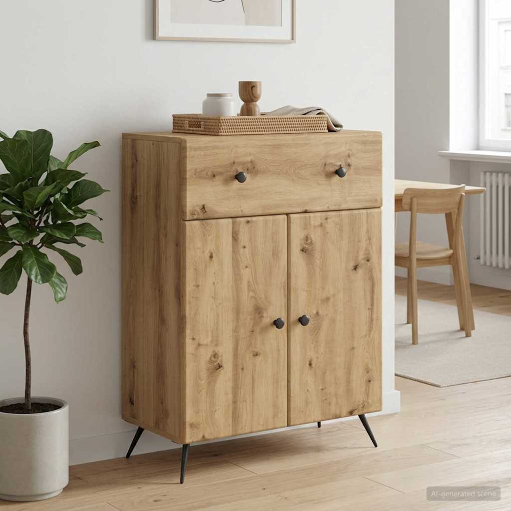 vidaXL Bufet Dąb artisan 66 x 34,5 x 90 cm Drewno inżynieryjne