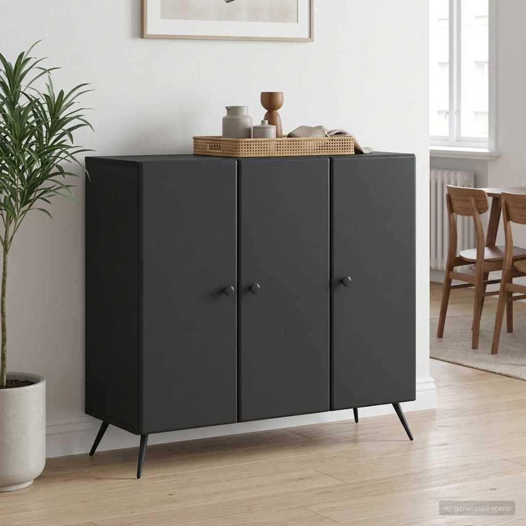 vidaXL Bufet Czarny 89 x 34,5 x 80 cm Drewno inżynieryjne