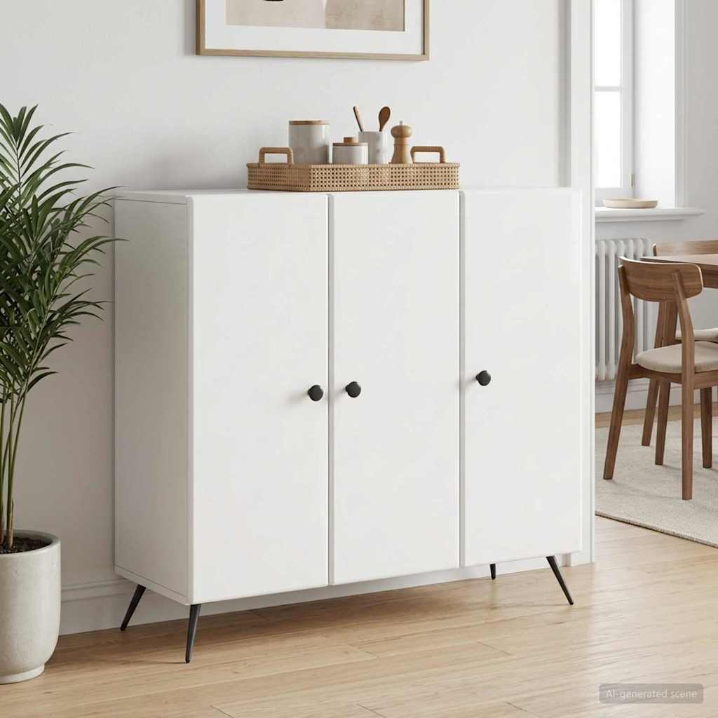 vidaXL Bufet Biały wysoki połysk 89 x 34,5 x 80 cm Drewno inżynieryjne