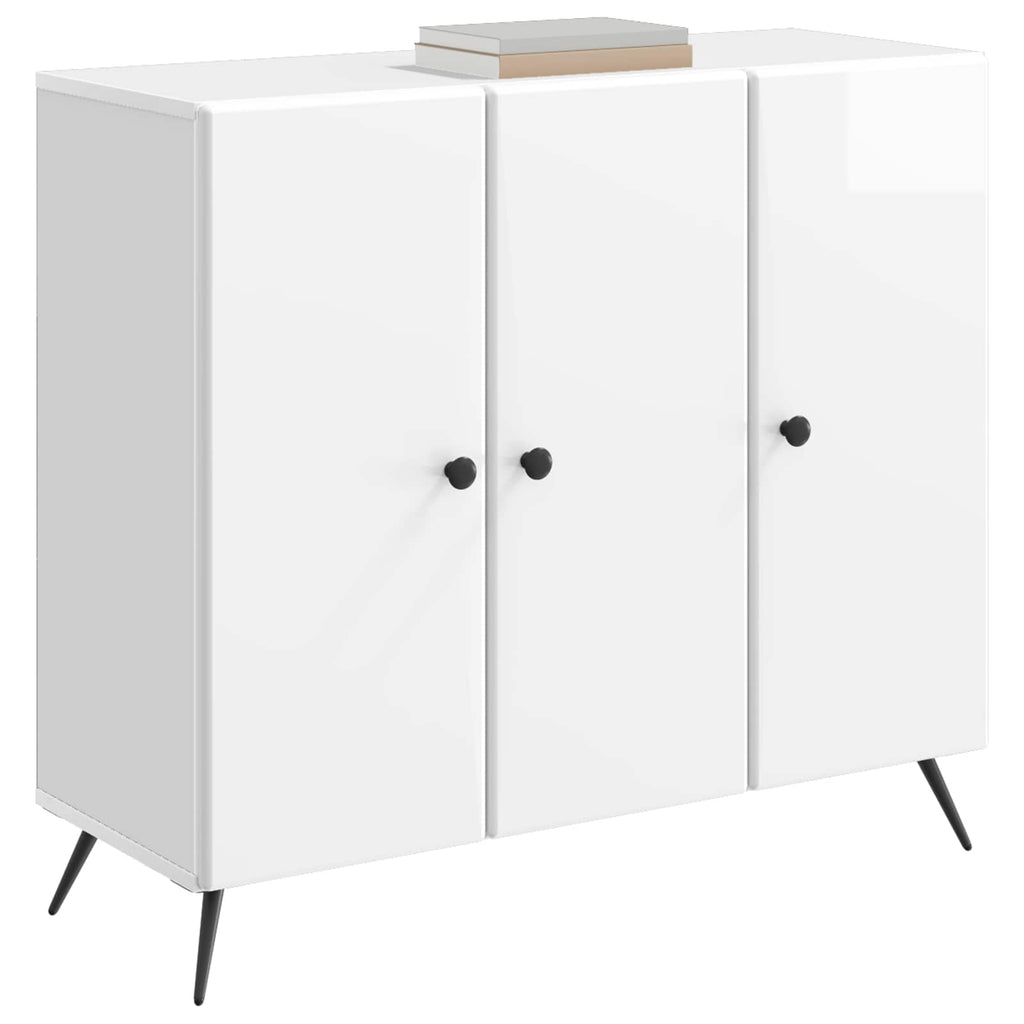 vidaXL Bufet Biały wysoki połysk 89 x 34,5 x 80 cm Drewno inżynieryjne